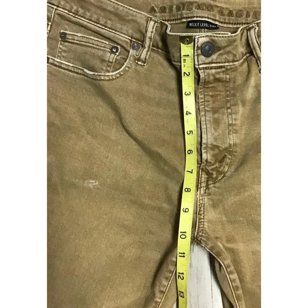American Eagle Next Level Flex Slim Jeans Mens 33x30 Khaki Tan Stretch Denim